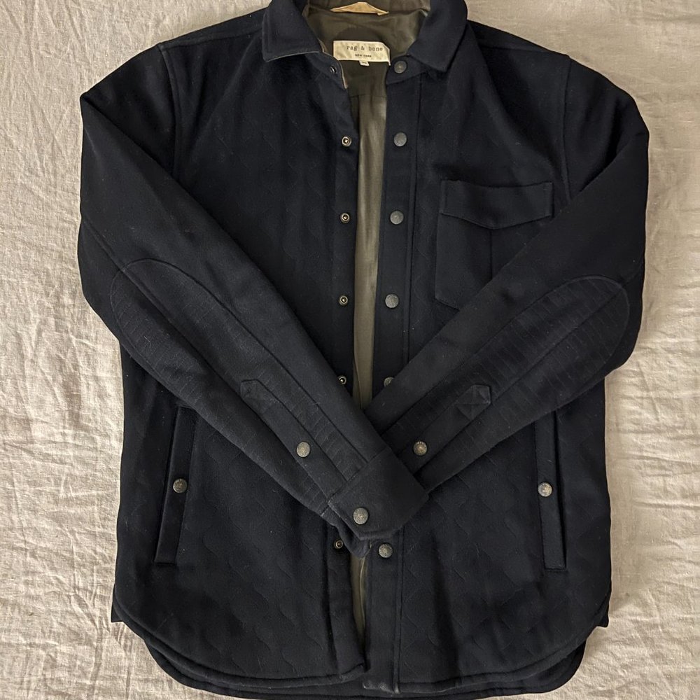 rag & bone | wool padded shirt jacket | navy blue | Sz M